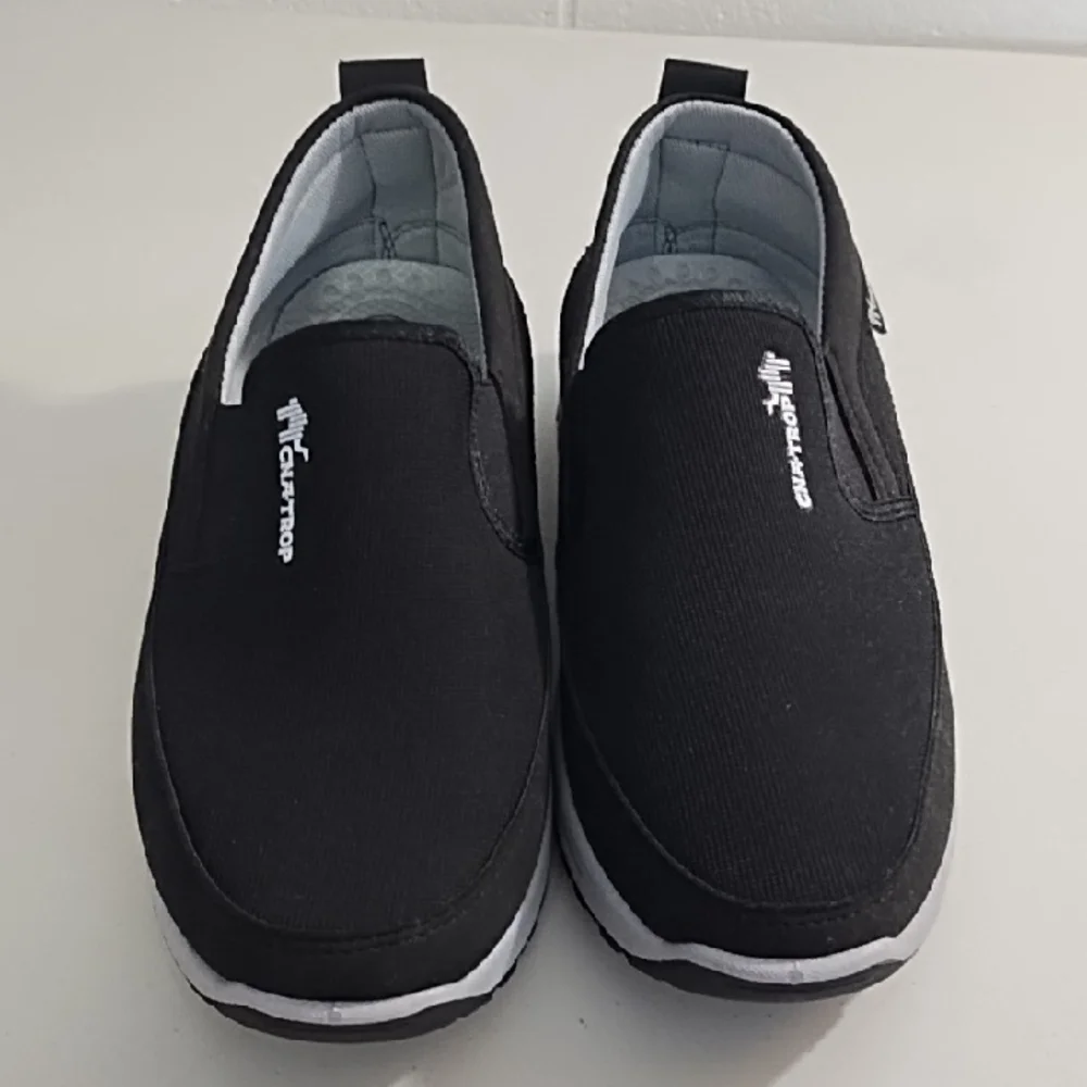 Black and Grey Slip-On Comfort Loafers